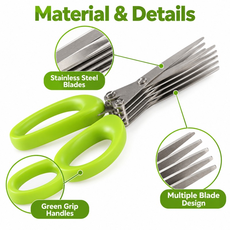 5-Layer Kitchen Scissors for Herb Prep – Multi-Blade Cutter for