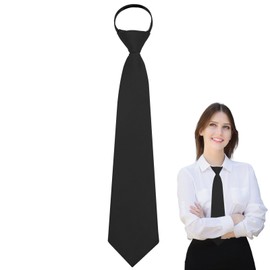 Luckyvestir Womens Ties, Black Neck Tie for Women, Zipper School Girl Uniform Tie, Women Accessories for Dress Shirt Business (1pcs: Black 15")