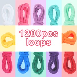 1200pcs Refill Loops for 7-Inch Weaving Loom - 12 Color Loom Loops for Potholder Making, Durable Nylon Rainbow Themed Potholder Weaving Kit Elastic Ideal Gifts for Girls Ages DIY Crafts