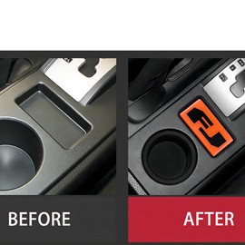 Aosseiye Orange Car Interior Crystal Stickers for Toyota FJ Cruiser 2007-2023 FJ Logo Patch Center Console Gear Shift Panel Cover Stickers Interior Accessories