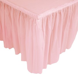 LIGHT PINK PLASTIC TABLESKIRT - Party Supplies - 1 Piece