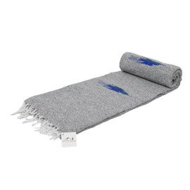 Grey Yoga Blanket -- Thick Mexican Thunderbird blanket -- Handmade and Made for Yoga!