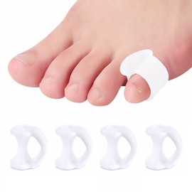 ZHEJIA 内反小趾 小指サポーター 足指サポーター 【４個セット】小指対策 サポーター 足指広げる 浮き指 予防 両足 靴下 洗える 男女兼用 （ホワイト）