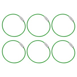 uxcell Wire Keychain Cable,6Pcs 6" Steel Wire Key Rings Kit, Keychain Cable Loops Connecter for Crafts Keyrings, Luggage ID Tags and Decorations (Green)