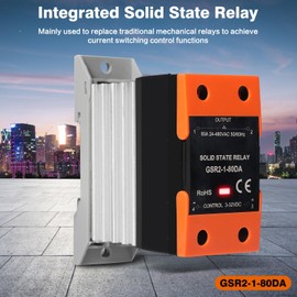 DEWIN Solid State Relay DC 3-32V Control AC 24-480V Single-Phase SSR Relay with Heatsink DIN Rail Mounting 80A