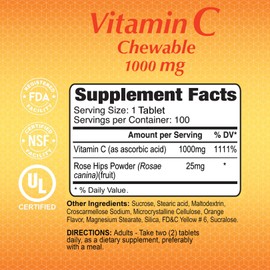 ALFA VITAMINS Vitamin C Chewables Contains 1000mg - Easy to chew Tablets - Super Antioxidant - Immune Booster - 60 Tablets