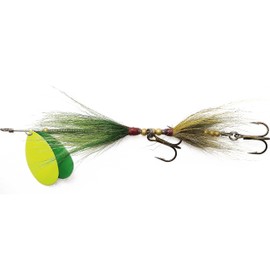 FLADEN Fishing GIANT BUCKTAIL Double Blade Spinner - 73g / 24cm - Double Treble Hook Quality Imitation Lures (Green Yellow) [16-5207306]