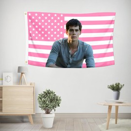 Shmbada Dylan O'Brien 3x5 Foot Decorative Flag with 2 Brass Grommets for Outdoor Indoor, Double Stitched, Wall Hanging Room Decor Tapestry, College Dorm Porch Outside Decorations Teen Wolf