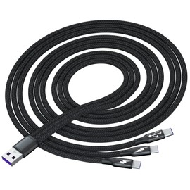 GELRHONR USB C Splitter Cable,USB A Male to 3 Type-C Male Charge Cable,3 in 1 Nylon Braided Charging Cord with 3x1.2m Cable, 5A Fast Charge,Compatible with Mobile/Android and More （3.9FT-1.2M）