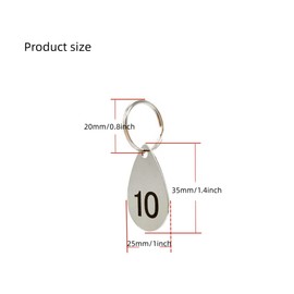 NanTun 30 Pcs 304 Stainless Steel Teardrop Key Chain with Ring Laser Number ID Tags Keychains Numbered Keychains - 1 to 30