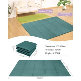 RYTMAT Yoga Mat Thick 10mm Foldable Gym Mat Extra Large 6'x4' Extra Wide Workout Mat Non Slip TPE Floor Mats for Yoga Pilates, Cardio, Exercise Equipment - Green