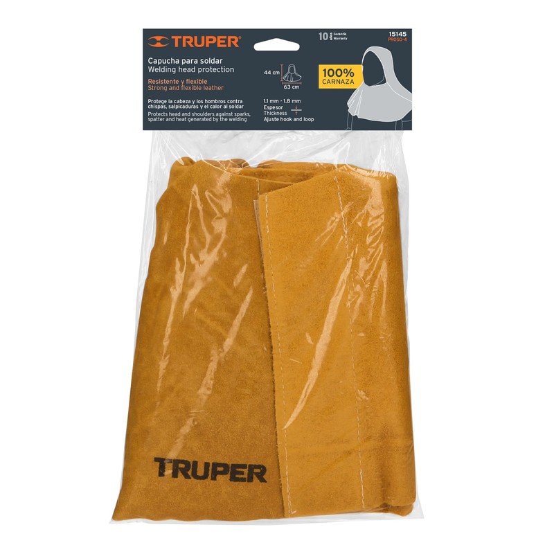 Truper PROSO-4, Protección para soldar capucha de carnaza resistente y