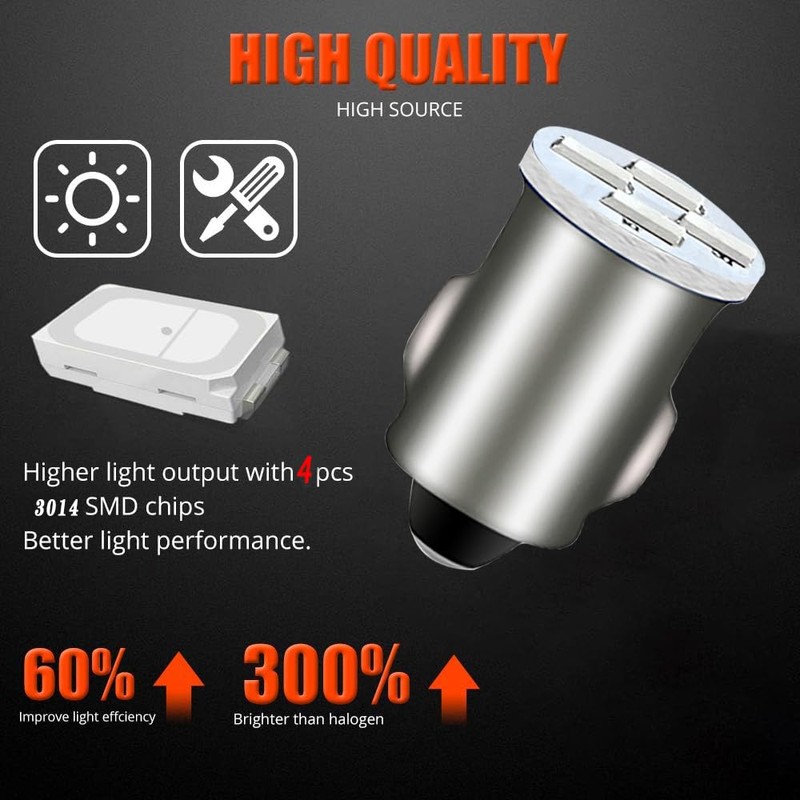 10pcs DC6-24V BA7S LED Bulbs Amber 3014 4SMD Chips LED