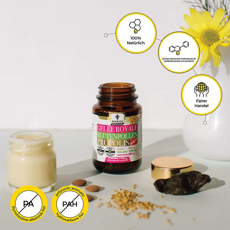 Bee&You Royal Jelly Flower Pollen Propolis with 500 mg 60