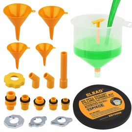 ELEAD No-Spill Coolant Funnel Kit - 19-Piece Radiator Funnel burping kit, coolant Bleeder kit, Extra Funnels and Adapters for Universal Vehicle