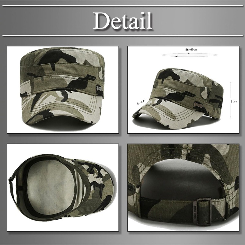 Buzz Selection CAP253 Work Cap, Military Hat, Solid, Camouflage Design,