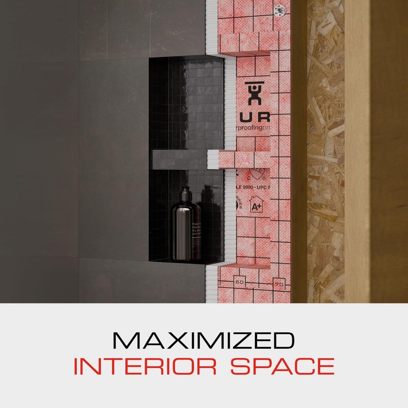 GURU USA W-S Shower Niche, Waterproof Membrane with Pre-Sloped Base,