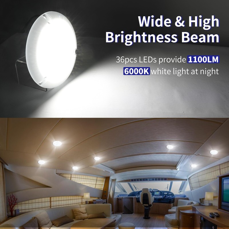 RVZONE Boat LED Dome Light IP68 Marine Led Lights White
