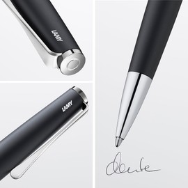 Lamy studio black - ballpoint pen in elegant stainless steel casing - with propeller-shaped clip - incl. giant refill M 16 in line width M in black