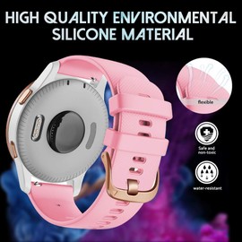 NotoCity Silicone Replacement Strap for Garmin Venu 3S/Vivoactive 4S/Vivomove 3S Bands, 18mm, Pink