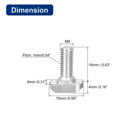 sourcing map M6x16mm T Slot Drop-in Bolt, 40Pcs Carbon Steel Nickel Plated Hammer Head T-Bolt T Shape Stud Sliding Screw for 30 Series Aluminum Profile