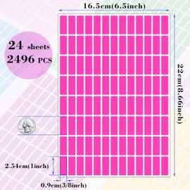 2496 Pack Rectangular Coloured Stickers Labels,12 Colors Rainbow Sticky Label,25mm x 10mm Color Coding Labels Assorted Stickers