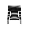 CIDER Striped Off The Shoulder Long Sleeve Knit Sweaters Going