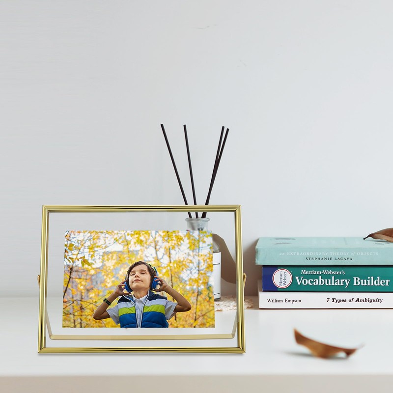 AhaGo Gold Floating Frame, 6"x8", Horizontal, 2 Set, For Picture