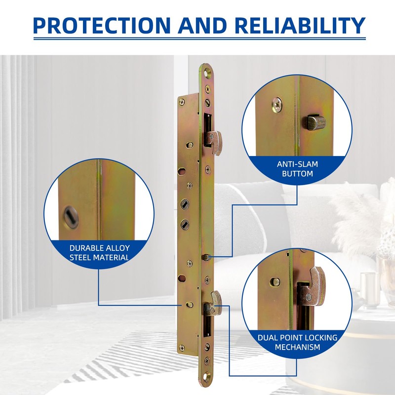 Hoconnie 11-3/4" Multi-Point Mortise Lock with Face Plate for Sliding