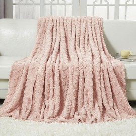 Aganear Fleece Twin Blanket - 3D Stylish Design, Lightweight Blanket Super Soft, Warm, Decorative Present for All Seasons, Portable Throw Blankets for Couch, Sofa, Bed, Car(60"×80", Pink)