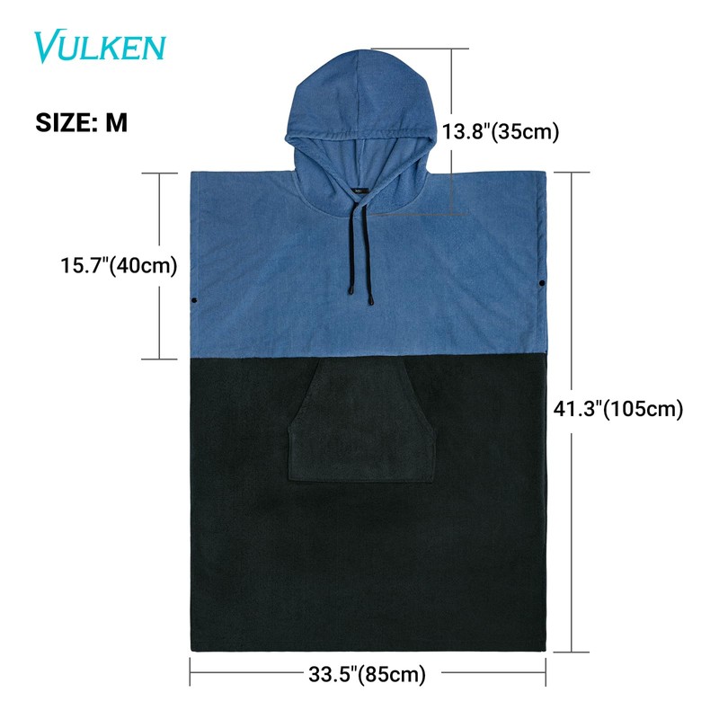 Vulken Thick Hooded Beach Towel Changing Robe, Surf Poncho for