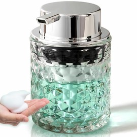 Foaming Hand Soap Dispenser， Bathroom Soap Dispenser or Lotion Dispenser for Kitchen,Refillable Clear Glass Soap Dispenser with Large Pump (Clear-Foaming) - Color: Clear-foaming