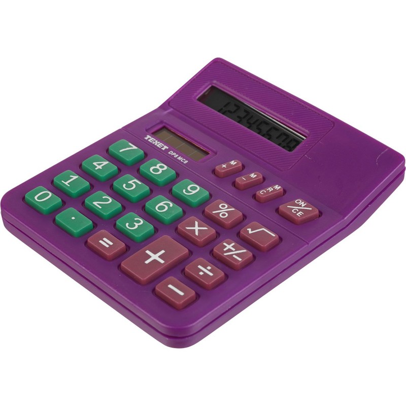 TEXET DP8MC8 Dual Power Desktop Calculator | Colour Purple