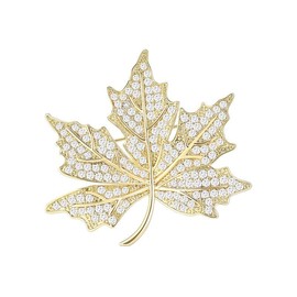 EMEGCY Maple Leaf Brooch for Women Rhinestone Maple Leaf Brooch Pin Gold Plated Maple Leaf Lapel Pin Jewelry Gift for Mom Wife