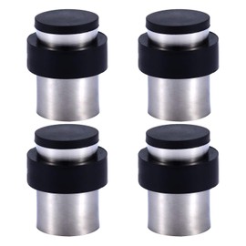 4 x Door Stops for Screwing – Mounting on Floor or Wall – Stainless Steel Rubber Wall Door Stopper with Mounting Material