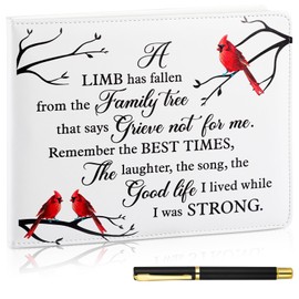 Patelai Funeral Guest Book 50th Anniversary Guest Book Funeral Guest Book for Memorial Services Sign in Book for Funeral Leather Guest Book in Loving Memorial Gift, 112 Pages(Cardinal)