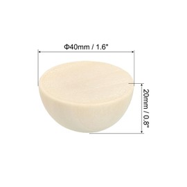 PATIKIL 40mm Half Wood Beads, 30 Pack Unfinished Natural Wooden Beads Round Split Wood Balls for Craft Art Ornaments Painting, Brown