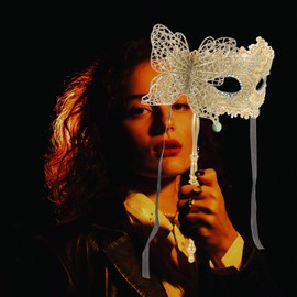 Ciieeo Handheld Masquerade Mask with Stick, Cosplay Party Mask for Women