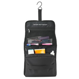 AEVOR Wash Bag Water Resistant Toiletry Bag Wash Bag with Hanger Hook Compact Travel Holiday Festival Backpacking Compartments for Utensils Toiletries Black, Black Eclipse, Foldable and foldable