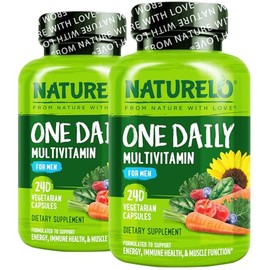 NATURELO Mens Multivitamins - One Daily Multivitamin for Men with Vitamins, Minerals & Organic Whole Foods, Boost Energy & Health, Non-GMO, 240 Vegetarian Capsules (Pack of 2)