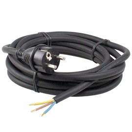 as - Schwabe Rubber Connection Cable - 3 m Connection Cable - Ground Plug with Lead - Power Cable with Ferrules - For Construction Sites & Commercial - IP44 - Black I 60376