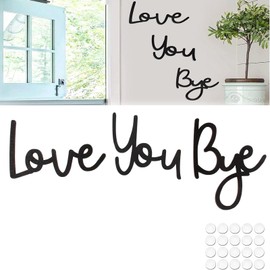 Love You Bye Above Door Sign, Handcrafted Plywood Script With Double Tape, Black Wall Art for Hallway Decor, Family Home Decoration Gift