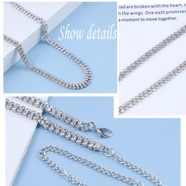 TseenYi Rhinestone Choker Necklace Sparkling Rhinestone Choker Silver CZ Diamond Choker Short Necklace Shine Bridal Necklace Chain Jewellery for Women and Girls Gifts, Alloy/rhinestone, Rhinestone