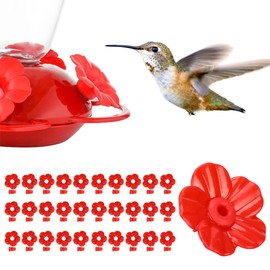 Watris Veiyi 30 Sets Hummingbird Feeder Replacement Flowers Parts, Bird Feeder Replacement Parts, Hummingbird Feeder Accessories for Hummingbird Feeder Hanging Feeder, 1.2in/3.1cm (Red)