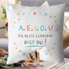Mugffins AEIOU Cushion with Filling with Saying for Teacher in