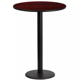 Belnick 24" Round Mahogany Laminate Table Top With Base - Bar Height Restaurant Table