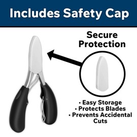 Toenail Clippers for Thick or Ingrown Toenails, Heavy-Duty Stainless Steel Scissors Nail Nippers, with Protective Cover for Men & Women (Black)