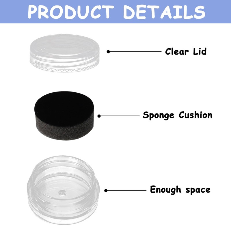 Maxqzin 16Pcs Mini Round Stone Box Black Gemstone Display Box