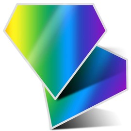 2 x Diamond Stickers 7.5 cm - Rainbow Colours Bright Pattern Fun Decals for Laptops,Tablets,Luggage,Scrap Booking,Fridges, #13174