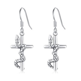 Snake Earrings, Huggie Hoop Earrings Made of 925 Sterling Silver, Snake Hypoallergenic Earrings for Sensitive Ears, Snake Jewellery Gift for Men and Women, Sterling Silver